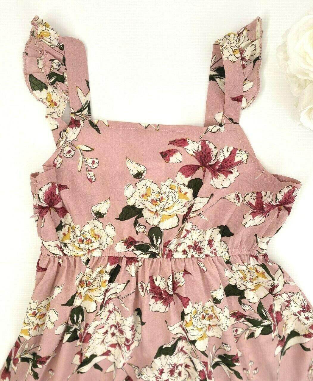 size 2y/6y/8 years new girls dress dusty pink floral flutter sleeve girls dress - MARIGOLD