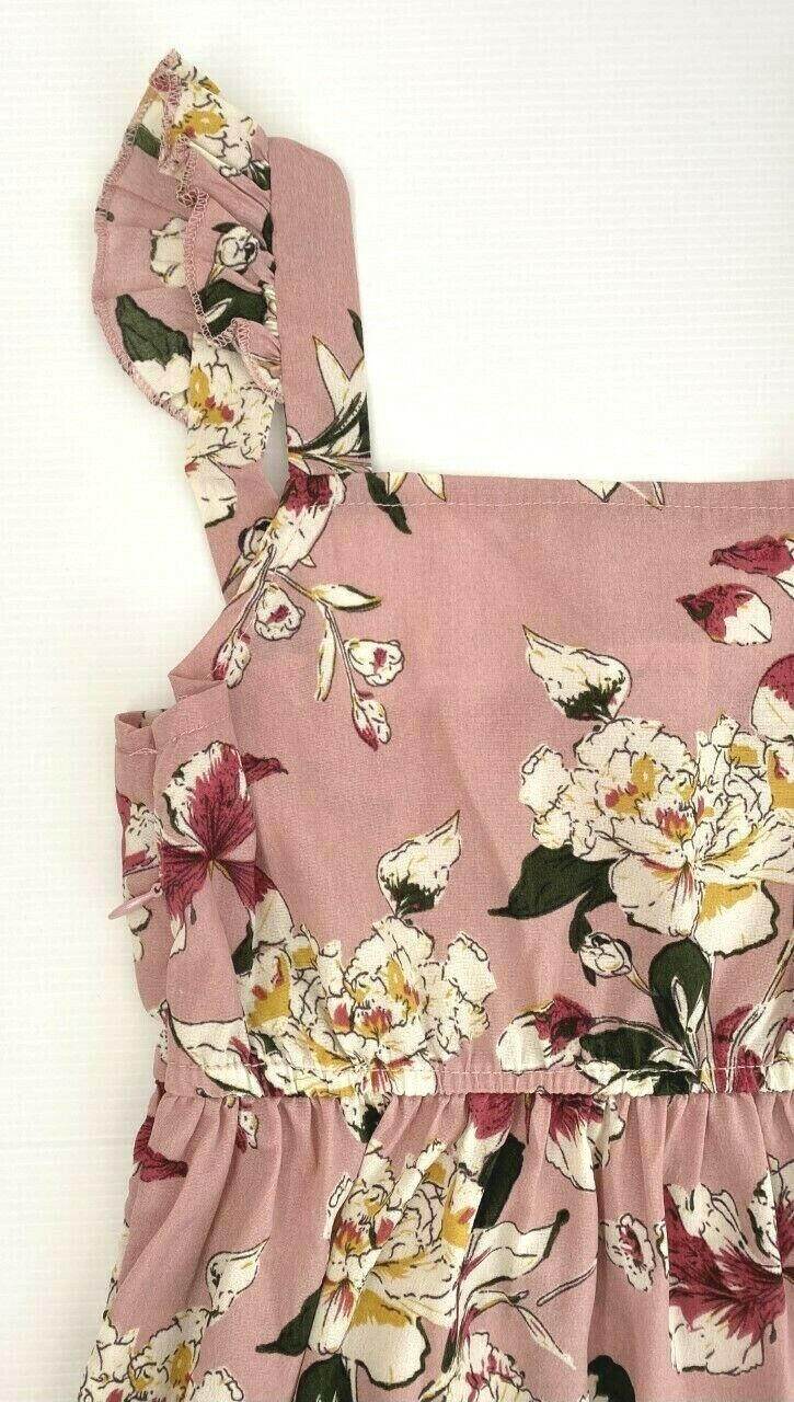 size 2y/6y/8 years new girls dress dusty pink floral flutter sleeve girls dress - MARIGOLD