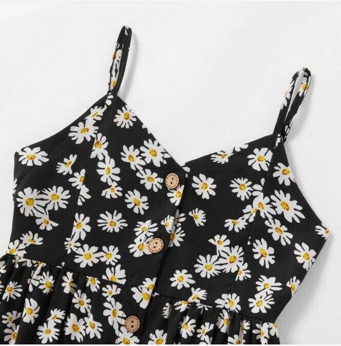 size 2y to 8 years new girls dress daisy button front cotton girls dress - MARIGOLD