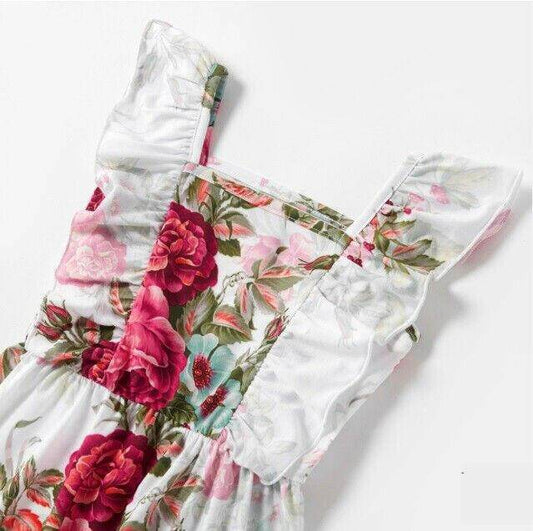 size 4/5/8 years new girls dress floral flutter sleeve girls dress - MARIGOLD