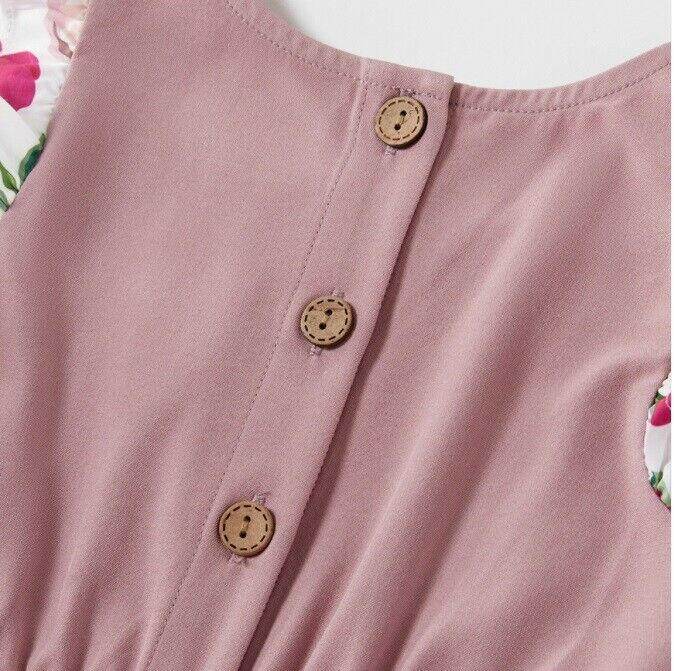Toddler Girls Dusty Pink Floral Print Dress - MARIGOLD