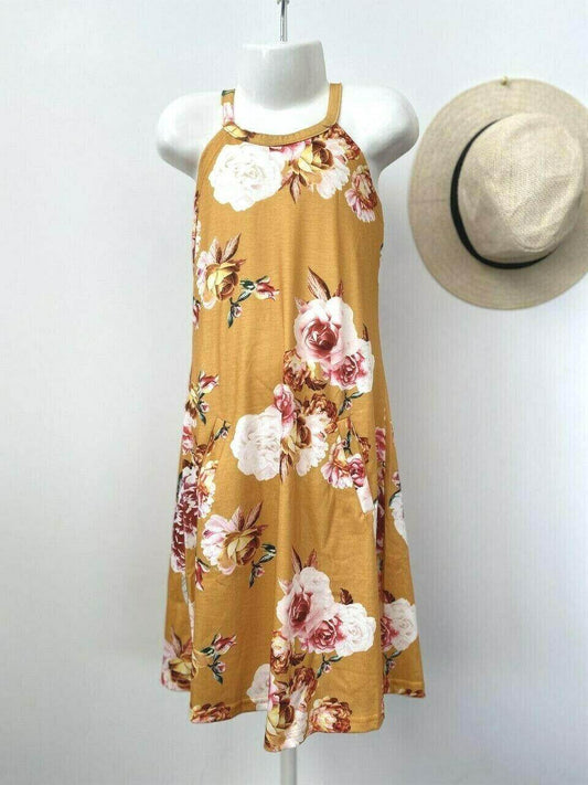 NEW Size 3/4/5 years Girls Dress Amber Rose Halter Neck Girls Dress - MARIGOLD