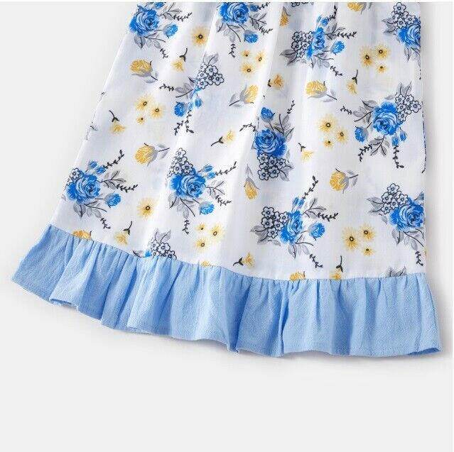 Baby/Toddler Girls Dress Blue Floral Ruffle Hem Dress - MARIGOLD