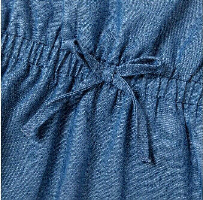 size 3-6 to 18-24 months baby dress chambray daisy applique dress - Select Size - MARIGOLD