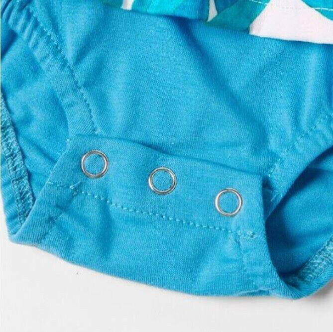 Size 3-6m/6-9m/9-12m/12-18m new turquoise blue palm and bird baby dress - MARIGOLD