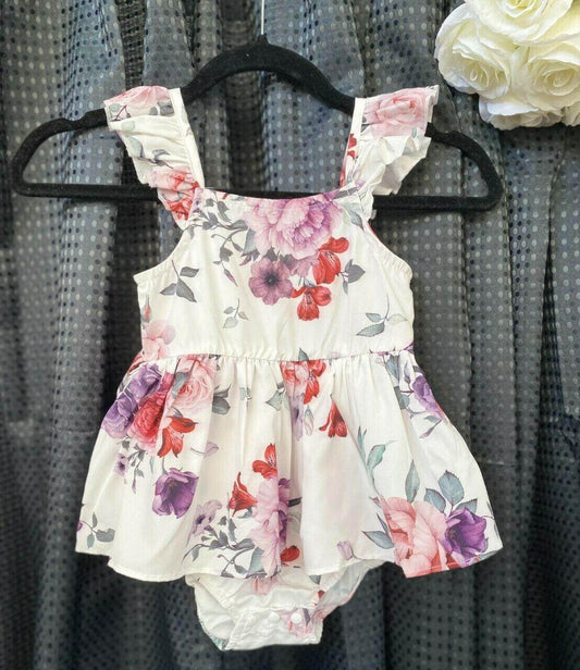 Sweet Baby Girls' Flower and Rose Print Baby Girls Dress - MARIGOLD