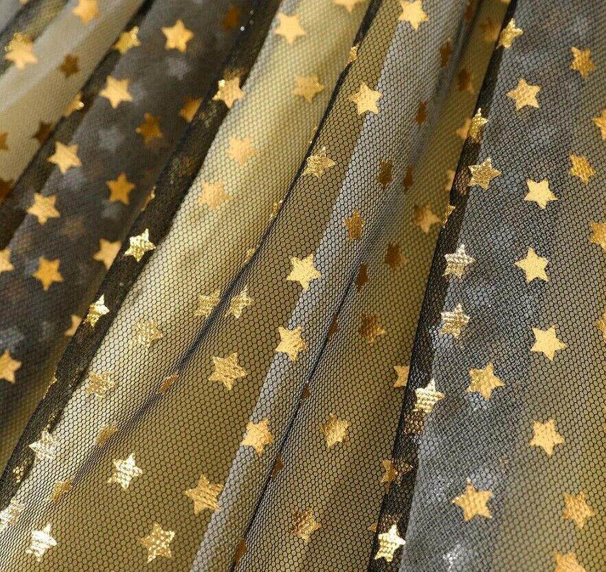 Ebony Black Gold Star Sprinkles Tulle Dress - Size 5-6 Years - MARIGOLD