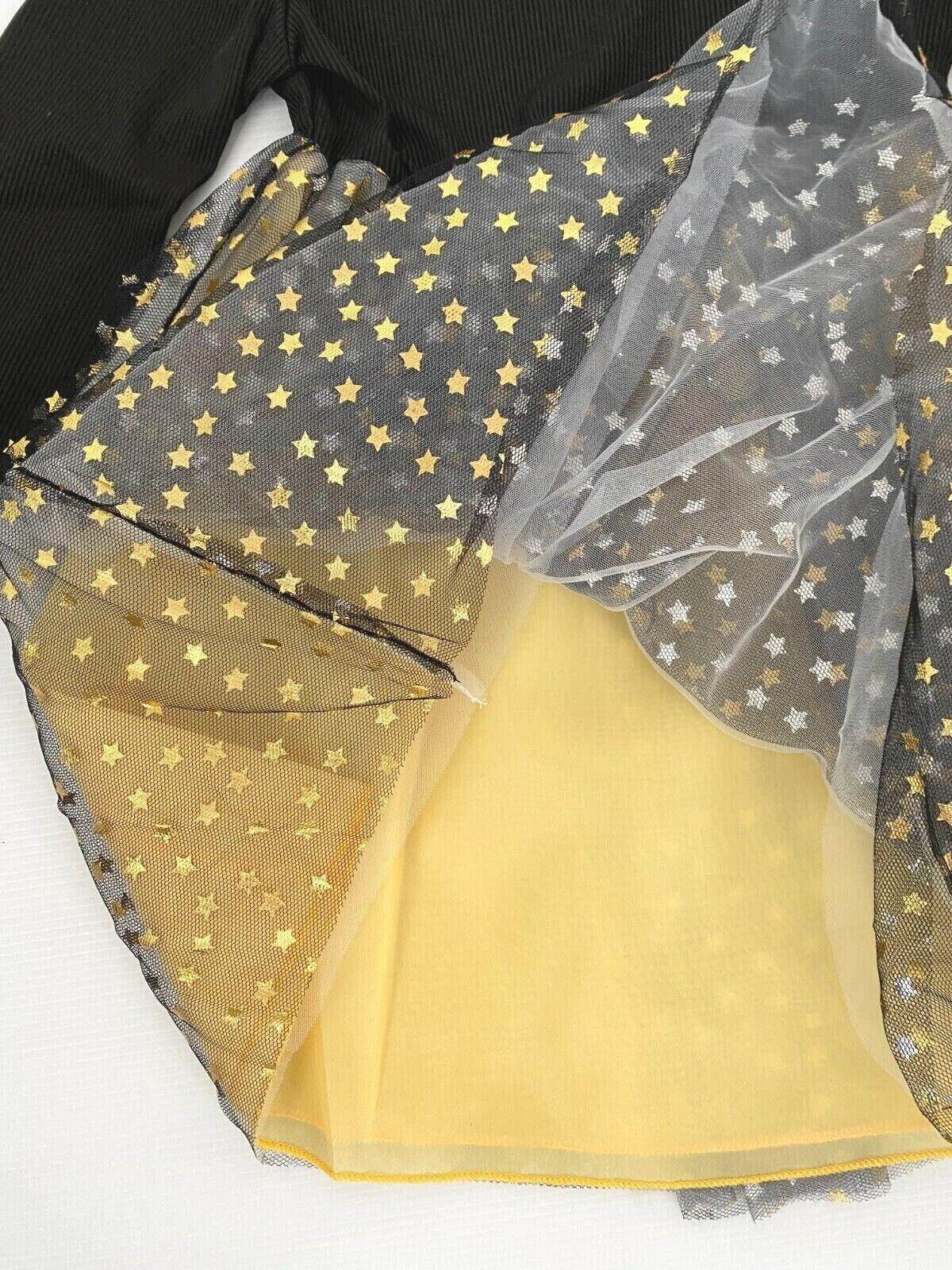 Ebony Black Gold Star Sprinkles Tulle Dress - Size 5-6 Years - MARIGOLD