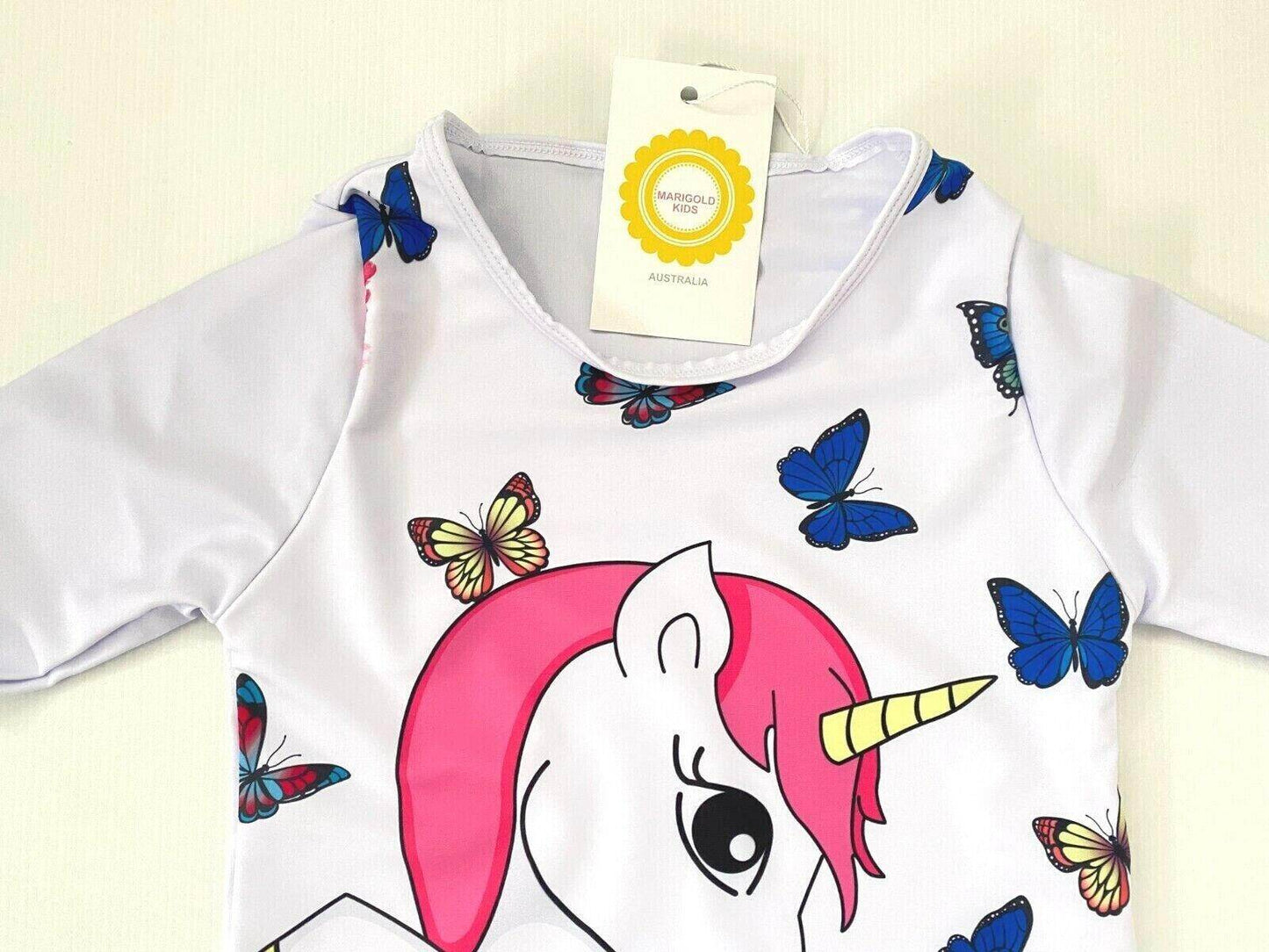 Girls Dress- Unicorn Butterfly Floral Long Sleeve Girls Dress - MARIGOLD