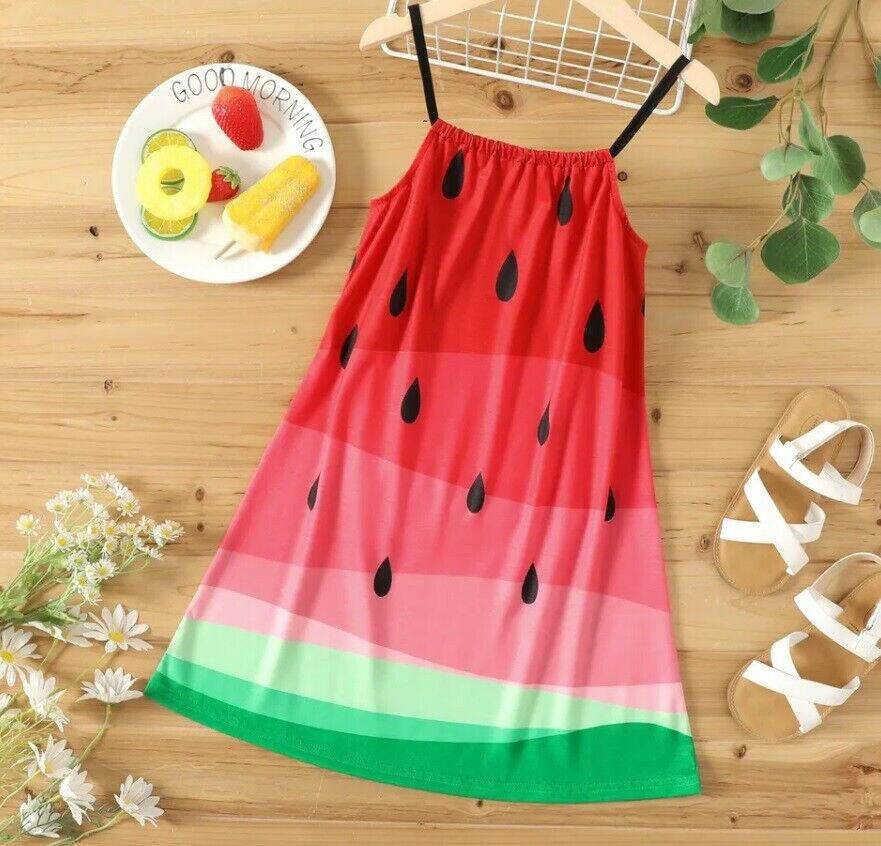 Girls' Watermelon Print Dress - MARIGOLD