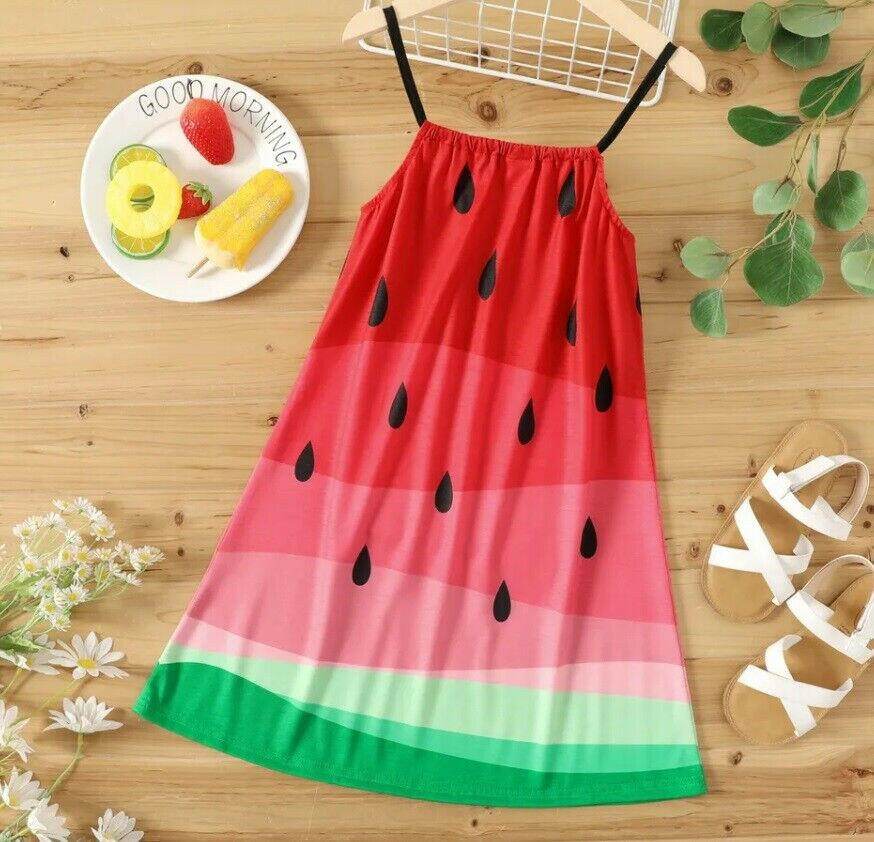 Girls' Watermelon Print Dress - MARIGOLD