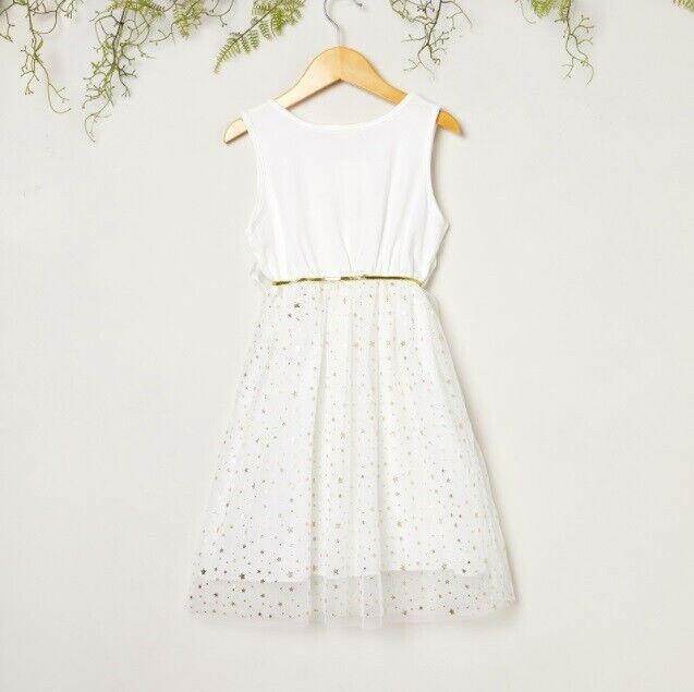 Gold sparkle white tulle dress - MARIGOLD