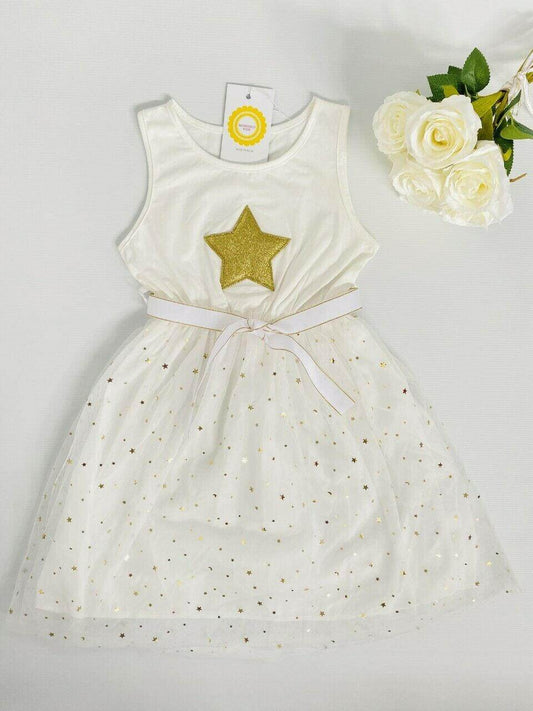 Gold Star Girls Dress Gold Sprinkle Tulle Girls Dress - MARIGOLD