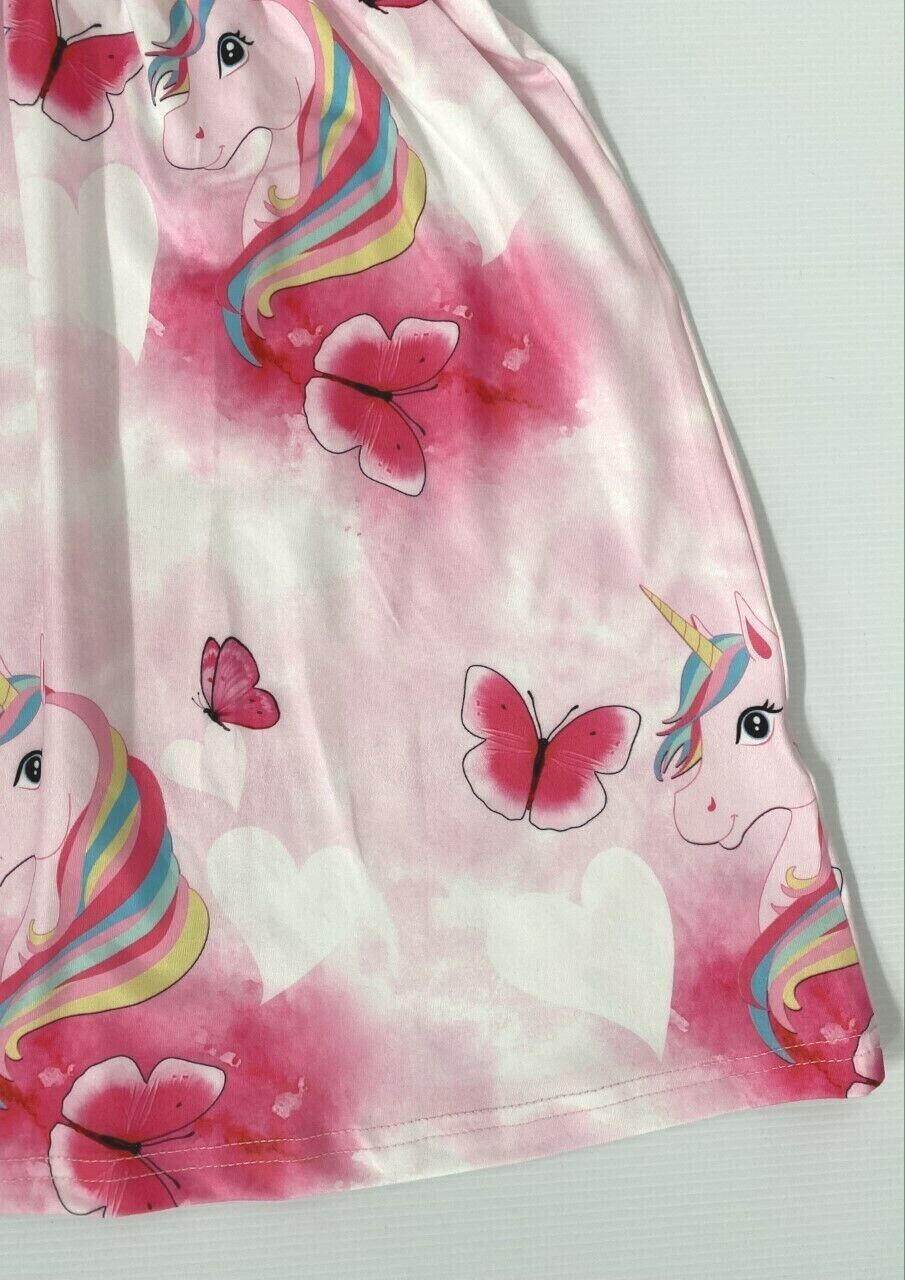 Pink unicorn butterfly flutter sleeve dress - MARIGOLD