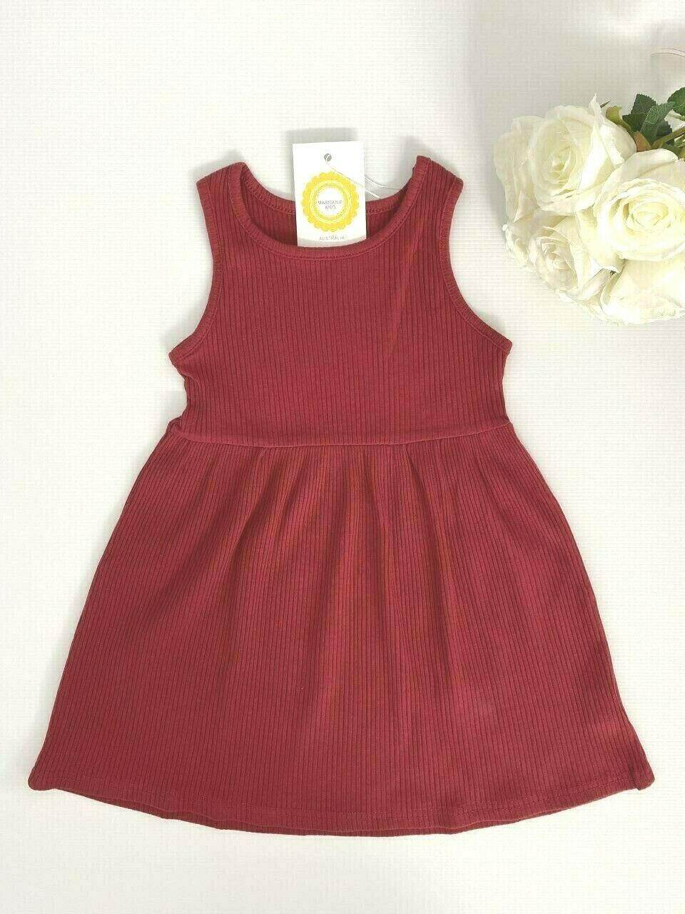 size 18-24m to 5-6 years new girls burgundy ribbed knit girls dress -select size - MARIGOLD
