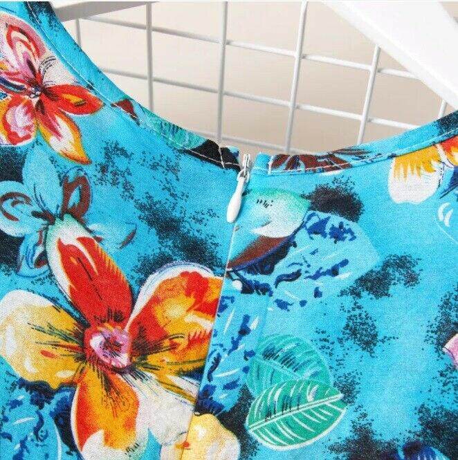 size 4/5/6/7/8/9/10/11 years new girls dress acqua blue tropical floral dress - MARIGOLD