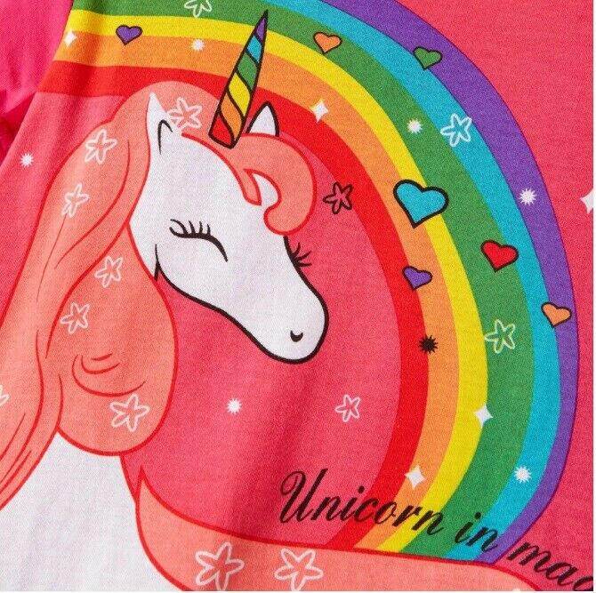 size 4/5/6 years new girls dress rainbow unicorn dark pink girls dress - MARIGOLD