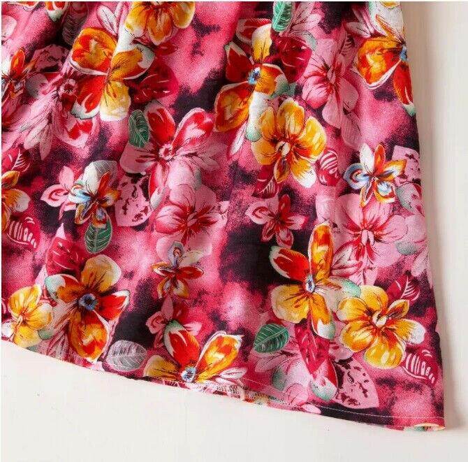 size 4/5/7/8/9/10/11 years new pink tropical floral flutter sleeve girls dress - MARIGOLD