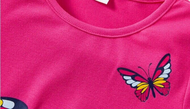 size 4-5 years new girls dress hot pink butterfly short sleeve dress -1 Left ! - MARIGOLD