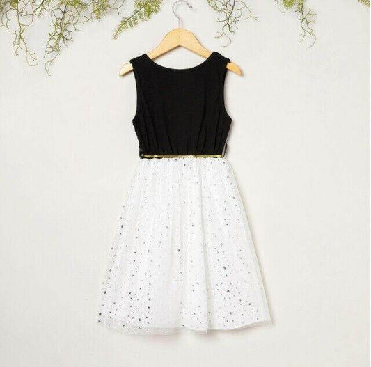 Size 4-5y to 8-9y New Girls Dress Gold Sparkle Star Black Tulle Girls Dress - MARIGOLD