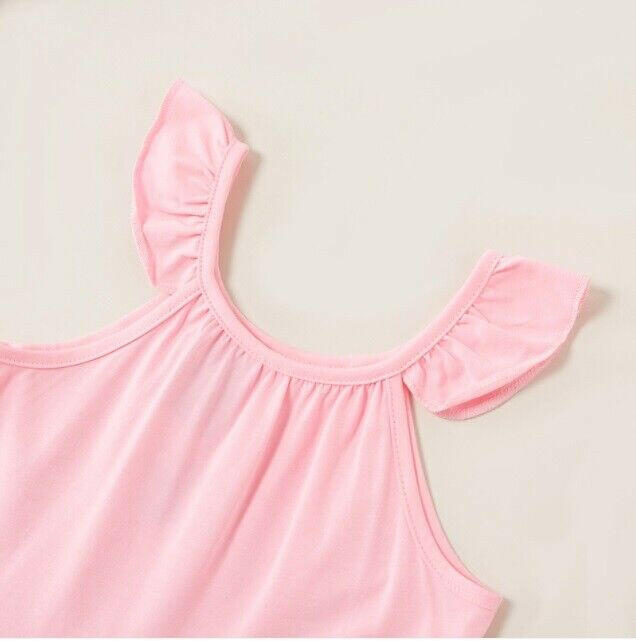 size 4 years / 7 years girls dress pink flutter sleeve tiered dress-select size - MARIGOLD