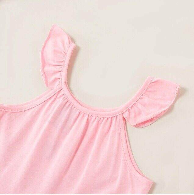 size 4 years / 7 years girls dress pink flutter sleeve tiered dress-select size - MARIGOLD