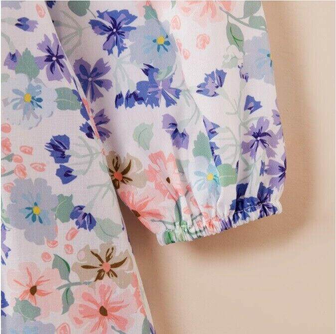 Girls dress new purple flowers and floral long sleeve dress - MARIGOLD