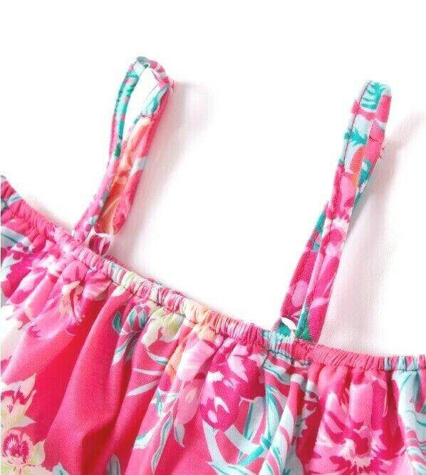 size 6-7 years girls dress pink hibiscus floral flounce maxi dress- 1 Left - MARIGOLD