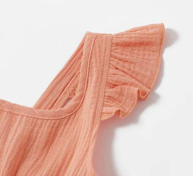 Girls Dress- Girls' Floral Print Coral Pink Pinafore Dress - MARIGOLD