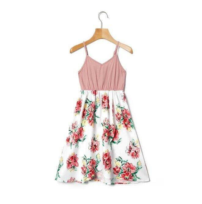 girls dress size 2y/3y/4y/6y/8 years dusty pink & floral hi-low wrap skirt dress - MARIGOLD