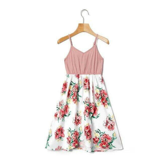 girls dress size 2y/3y/4y/6y/8 years dusty pink & floral hi-low wrap skirt dress - MARIGOLD