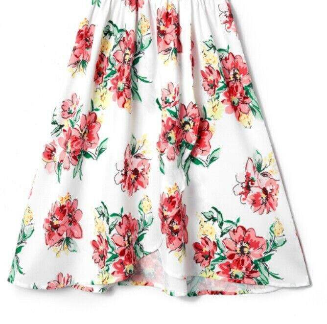 girls dress size 2y/3y/4y/6y/8 years dusty pink & floral hi-low wrap skirt dress - MARIGOLD