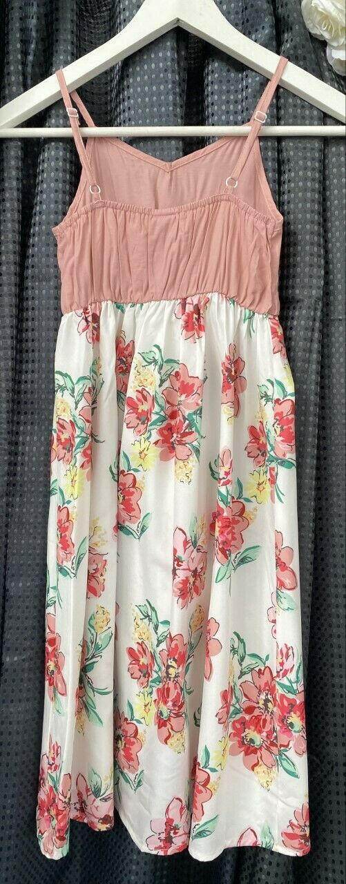 girls dress size 2y/3y/4y/6y/8 years dusty pink & floral hi-low wrap skirt dress - MARIGOLD