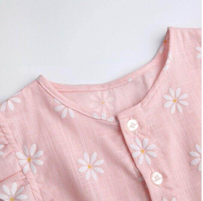 Baby Girls Dress Light Pink Daisy Flutter Sleeve Baby Girls Dress - MARIGOLD