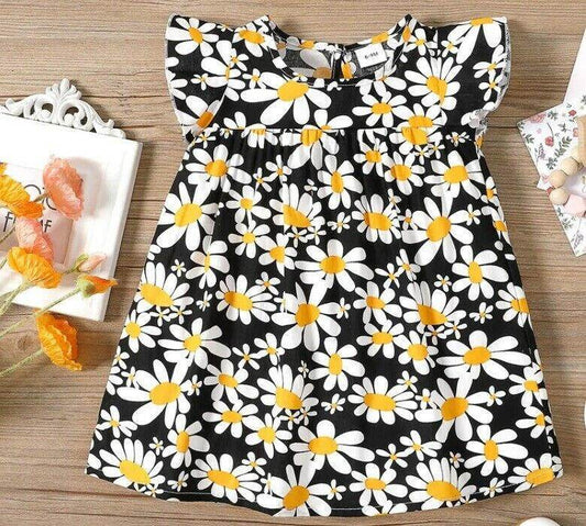 baby girls dress new black daisy baby girls dress 100% cotton daisy baby dress - MARIGOLD