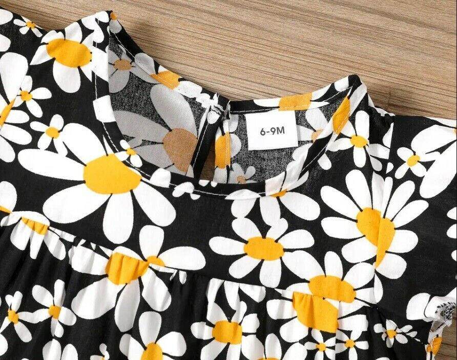 baby girls dress new black daisy baby girls dress 100% cotton daisy baby dress - MARIGOLD