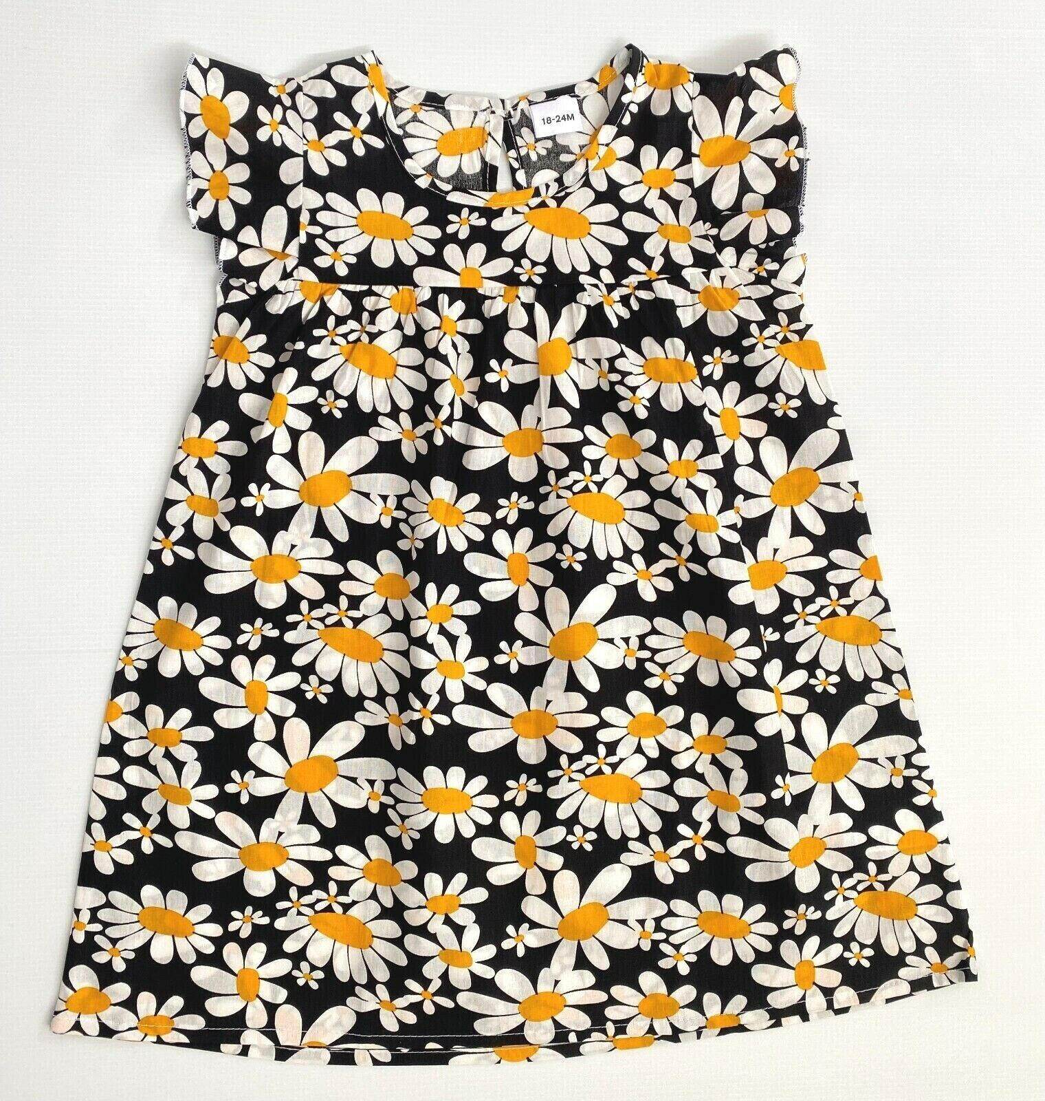 baby girls dress new black daisy baby girls dress 100% cotton daisy baby dress - MARIGOLD