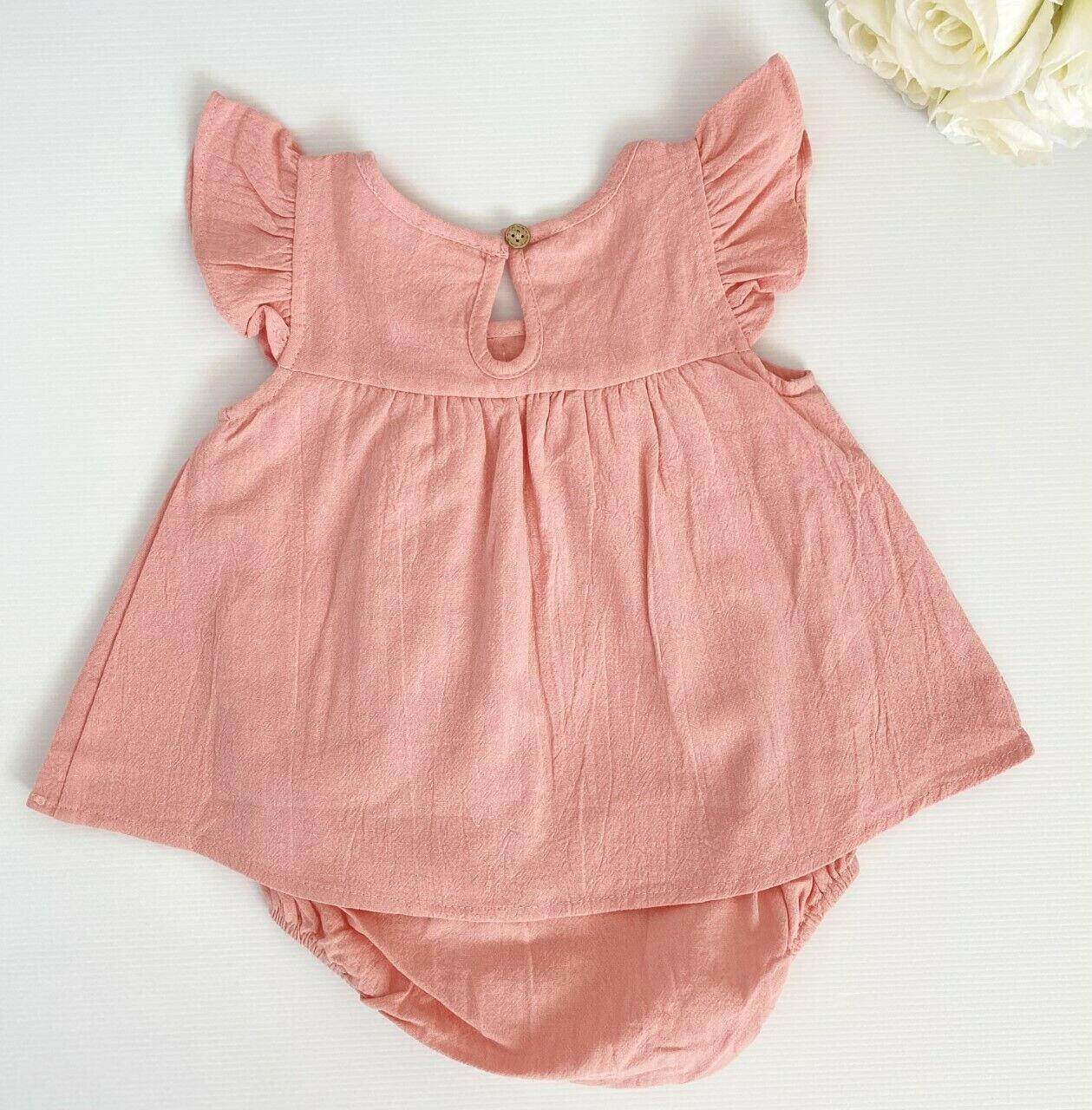 Baby Girls Dress new pink cotton bow baby girl dress - MARIGOLD