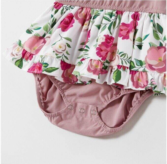 Baby Girls Dusty Pink Floral Dress - MARIGOLD