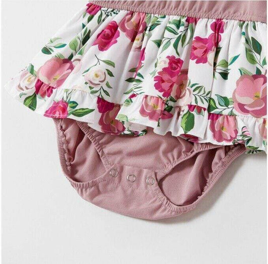 Baby Girls Dusty Pink Floral Dress - MARIGOLD