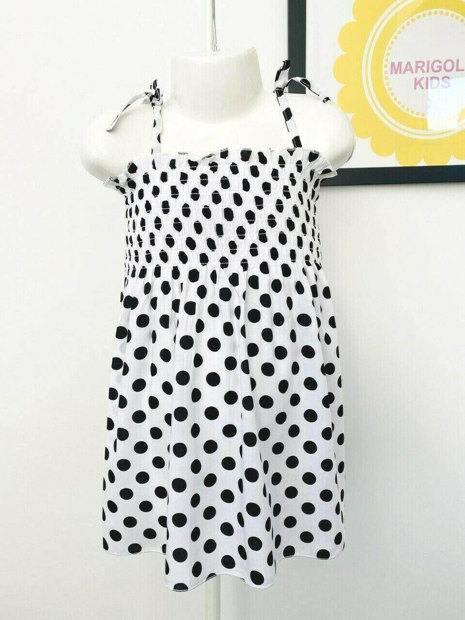 Girls Dress Baby Girls Dress Toddler Dress New Black Polkadot Girls Dress - MARIGOLD