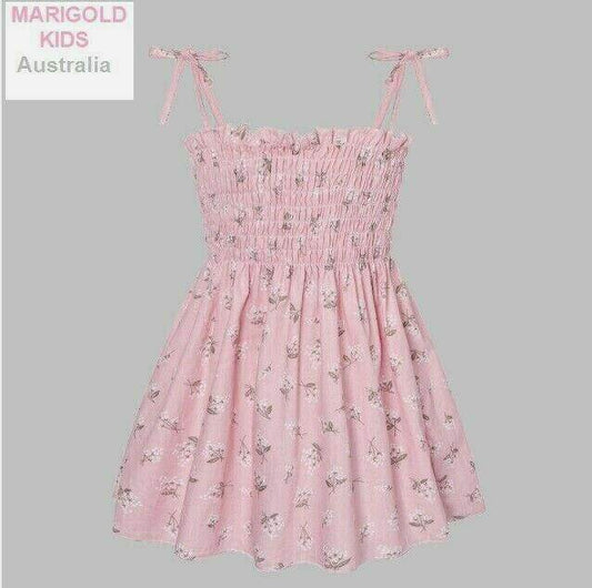 Girls Pink Floral Sundress - MARIGOLD