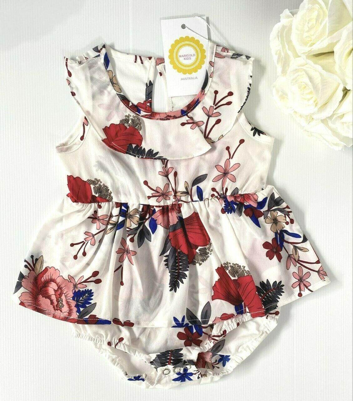 Red Floral Baby Girl Dress - MARIGOLD
