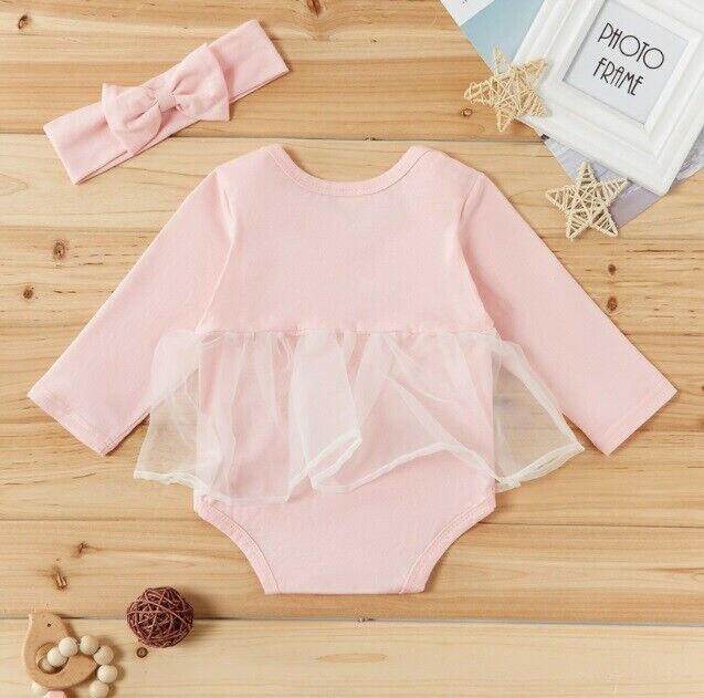 size 0-3m to 6-9m new baby girls outfit swan princess tulle dress & headband set - MARIGOLD