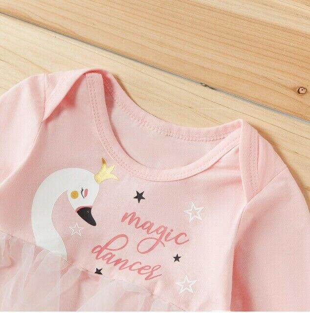 size 0-3m to 6-9m new baby girls outfit swan princess tulle dress & headband set - MARIGOLD