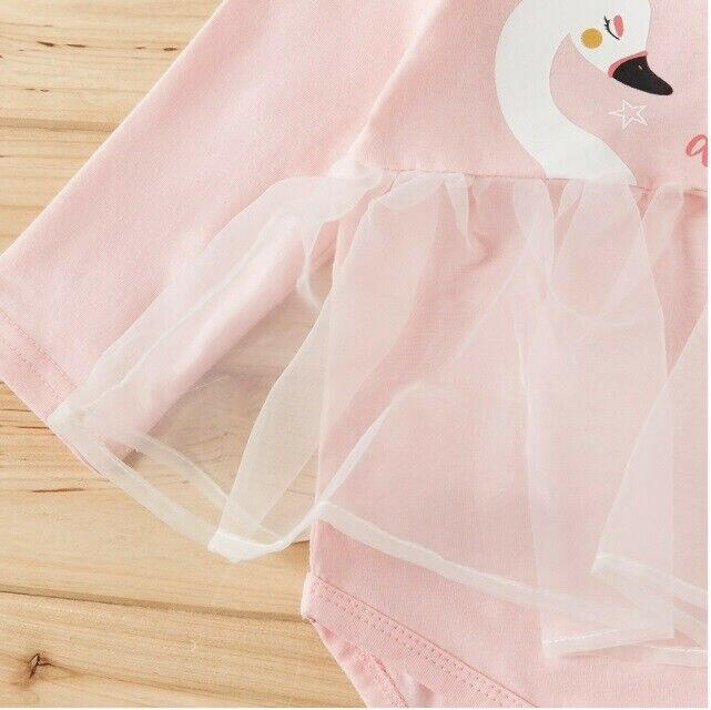 size 0-3m to 6-9m new baby girls outfit swan princess tulle dress & headband set - MARIGOLD