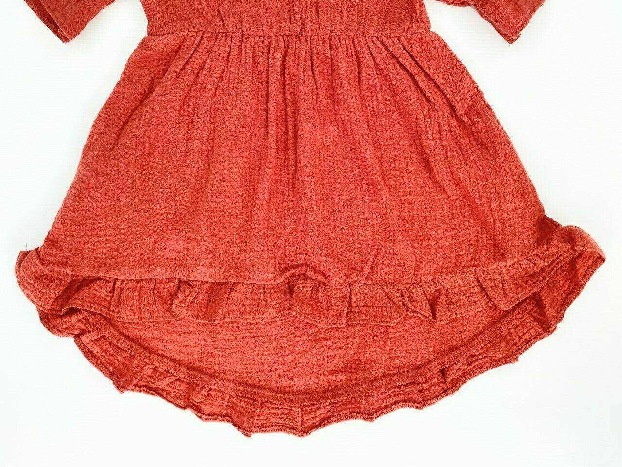 size 3-6m to 12-18 months baby toddler dress 100% cotton red boho ruffle dress - MARIGOLD