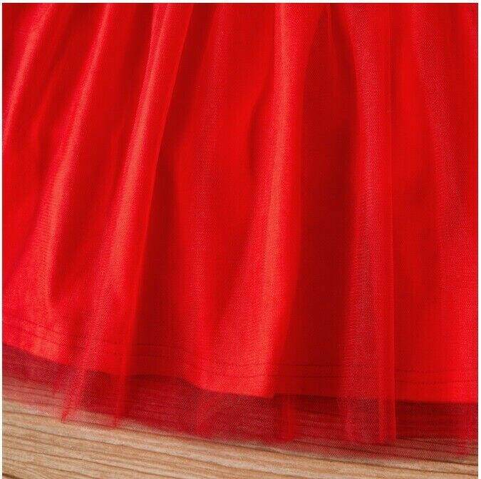 size 6-9m/9-12m/18-24m new baby toddler girls dress red bow front tulle dress - MARIGOLD