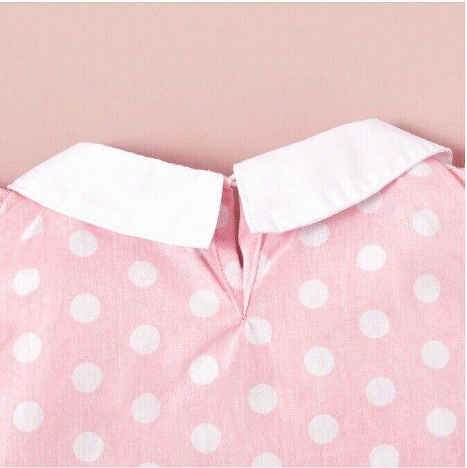 size 6-9m to 18-24m baby dress pink polka dot doll collar dress - Select Size - MARIGOLD