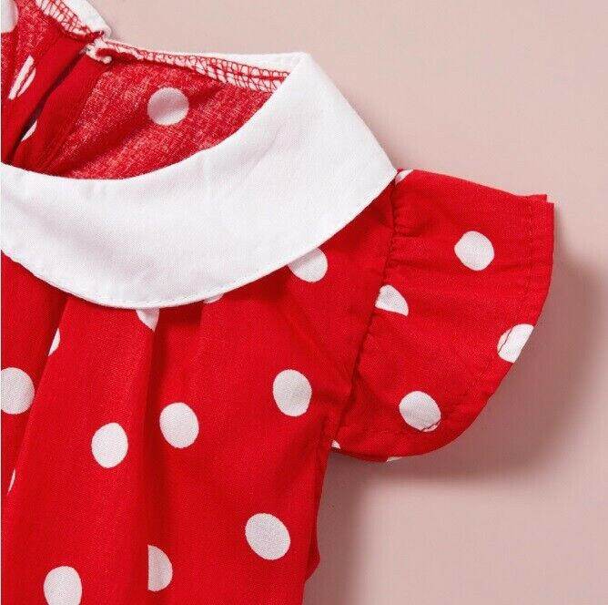 size 6-9m to 18-24m baby dress red polka dot doll collar dress - Select Size - MARIGOLD